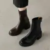 Botines Retro de Punta Redonda con Tacón Grueso para Mujer Otoño 2026, Nuevas Botas de Tacón Alto Elásticas de Moda para Adelgazar para Otoño e Invierno