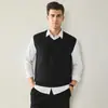 Suéter 100% Cachemir para Hombre, Chaleco Tejido de Cuello en V, Top Versátil Casual de Negocios, Nuevo Suéter de Cachemir