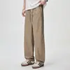 Ropa para Hombre Casa de Arce / Nuevos pantalones casuales de color liso, corte holgado, versátiles, transpirables, de pierna recta largos, estilo retro americano
