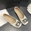 Zapatos de mujer de moda con tacón grueso de strass, estilo de hada, punta cuadrada poco profunda, mocasines versátiles de suela blanda, novedad verano 2026
