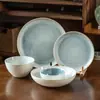 Conjunto de Louça Cerâmica de Alta Qualidade para Uso Doméstico, Incluindo Tigelas, Pratos, Saladeiras e Tigelas de Arroz, Tigelas de Sopa e Tigelas para Macarrão com um Toque Premium