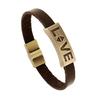 GT012 Moda coreana aleación pulsera de cuero de vaca LOVE pareja pulsera de cuero genuino estudiantes masculinos y femeninos joyería retro