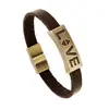 GT012 Moda coreana aleación pulsera de cuero de vaca LOVE pareja pulsera de cuero genuino estudiantes masculinos y femeninos joyería retro