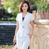 Traje Branco de Manga Curta de Verão para Mulheres Roupa de Negócios Esteticista Gerente de Hotel Roupas de Trabalho da Recepção Vestido de Temperamento