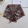 Bufanda Triangular de Algodón Puro Color Bajo Japonés Bufanda Calentadora de Cuello para Mujer Cuadros Pequeños Bufanda Mori de Viaje Bufanda Pequeña