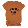 Amazon Ebay Estación Independiente Cómoda Casual Mujer Harvard Law Solo Cuello Redondo Camiseta de Manga Corta al Mayoreo