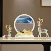 Pintura de Arena Fluida Reloj de Arena Adorno de Escritorio para Sala de Estar Entrada de Casa Puerta Mueble de TV Pasillo Estante de Vino Decoración Juego Móvil de Tres Piezas