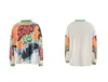 San Miguel Vintage Americano Lavado Vintage Viejo Hip-Hop Holgada Camiseta de Manga Larga para Hombres y Mujeres