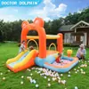 Castillo Inflable para Niños Casa Interior Castillo Pequeño Tobogán Inflable Trampolín Fiesta al Aire Libre Castillo de Tela Oxford