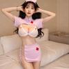 Polvo Crujiente Nocturno Uniforme de Enfermera Lencería Sexy para Mujer Sin Quitarse Pasión Cama Coqueteo Tentación Pecho Pequeño Traje Sexy 7013