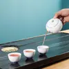 Juego de té con bandeja de drenaje para uso doméstico, estilo sencillo, modelo nuevo, imitación de madera maciza, ébano negro, juego completo, mesa pequeña para preparar té.