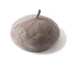 Chapéu de Tricô Outono e Inverno Cor Sólida Artístico Retrô Boina de Caxemira Moda Feminina Chapéu de Pintor Quente Espessado Chapéu para Frio