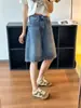 Pantalones Cortos de Mezclilla con Pedrería Talla Plus para Mujer, Estilo Vintage Americano de Verano, Cintura Alta, Adelgazantes, Rectos, Pierna Ancha, de Longitud Media