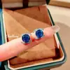 Colgante de collar con corte de fuegos artificiales Doble C Zircón Paraíba Diamante de Alto Carbono Diamante Rosa Pendientes de Tachuela Anillo Azul Klein para Mujer