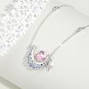 Colar Original Coração de Sonho Lua Feminino Prata Esterlina Diamante Rosa Luxo Leve Design de Nicho Corrente para Clavícula Estrela Lua Mesmo Estilo de Livro de Chapeuzinho Vermelho