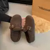 Mules cerrados de suela gruesa estilo Birkenstock para mujer, nuevos mules casuales de fieltro y ante para otoño e invierno 2026