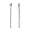 Aretes de Plata Estilo Coreano para Mujer Perla Distintiva Borla Aretes Largos de Zirconia Zirconia Cristal Aretes Colgantes Traseros