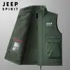 Espíritu Jeep Ropa de Trabajo para Exteriores Chaleco de Lana de Cordero Otoño Invierno Acolchado Grueso con Cuello Alto Chaleco Cálido Ropa de Abrigo