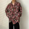 Camisa floral vintage estilo Hong Kong retro verano hawaiana callejera fresca holgada para pareja manga larga camisa marca de moda prenda exterior top