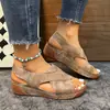 2026 Zapatos de Mujer con Suela Gruesa, Punta Abierta, Bloques de Color, Talla Grande, Velcro, Huecos, Estilo Romano para Playa, Venta al por Mayor, Alta Calidad, Elegantes