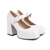 Zapatos nuevos de punta cuadrada con escamas de pez de una sola capa para mujer con suela gruesa de tacón alto talla grande zapatos de comercio exterior zapatos Mary Jane