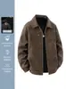 Chaqueta de gamuza para hombre, nuevo estilo primavera y otoño, cuello de solapa, corte holgado, chaqueta de trabajo, impermeable, transpirable, cortavientos, top casual moderno