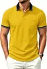 Europa Transfronteiriça Manga Curta Gola Lapela Cor Sólida Novo Estilo Manga Curta Casual Camisa POLO Estampa 3D Bolso Gola Lapela Camisa Polo