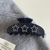 Estrella de Pedrería Súper Brillante Clip de Puntos Azules Semicírculo de Acetato de Gama Alta Pinza de Tiburón Pinza para el Pelo de la Parte Posterior de la Cabeza Accesorio para el Cabello