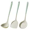 Juego de Tres Piezas de Espátulas de Silicona de Grado Alimenticio, Cuchara para Sopa, Colador, Empalme de Dos Colores, No Daña Ollas, Juego de Herramientas de Cocina Resistente a Altas Temperaturas