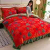 Juego de Cuatro Piezas de Terciopelo de Leche Engrosado para Invierno (4-4.5 kg) Juego de Ropa de Cama de Coral Fleece Otoño/Invierno con Faldón de Cama, Venta Directa de Fábrica, Venta al por Mayor y Dropshipping