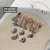 Venta al por mayor de joyas de diamantes para decoración de uñas, tamaño pequeño, mini, con acabado de diamante, hacha de cristal, mariposa de perla, decoración de uñas octogonal