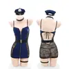 Lingerie sexy uniforme de policial sexy irmã real cardigã com zíper traje de instrutor sexo livre pijama sexy qqny