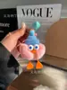 Lindo patito de imitación de pelo de conejo rex, colgante para llavero de coche, muñeco de peluche de 8 CM, colgante para bolsa de bola de carbón pequeña
