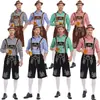 Venta al por mayor de fabricantes de atuendos para festivales de cerveza para hombre, conjunto de petos bávaros multicolor, disfraz para actuación de fiesta de Halloween