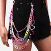 Corrente para Calça Hip-Hop com Flores Versátil Estilo Ins Decoração de Coração de Pêssego Corrente Pendente Colorida de Resina Estilo Punk Corrente Destacável