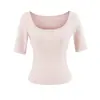 Camiseta blanca de manga corta con cuello en U para mujer, ajuste slim de verano, abotonada, estilo chica picante, manga media, capa base, top corto, moderno