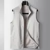 Colete Casual Masculino 2026 Primavera/Verão Luxo Gola Alta Com Zíper Tricô Lã Sem Mangas Jaqueta High-End Estilo Old Money