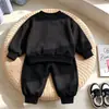 Conjunto de Sudadera para Niños Primavera y Otoño Color Liso Infantil Casual Dos Piezas para Niños Medianos y Mayores Ropa Deportiva Holgada Estilo Coreano Elegante