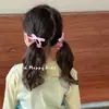 Pinza para el pelo de cereza dulce estilo coreano, Lazo rosa a cuadros lindo para el pelo, Banda para el pelo de cola de caballo para niños, Pinza para el pelo trenzada de cola de golondrina