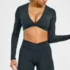 Giro Transfronterizo Ropa de Fitness de Manga Larga para Mujer Correr Deportiva Casual Camiseta de Manga Larga Elástica Top de Yoga