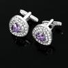 Gemelos de Cristal de Zirconia con Incrustaciones de Diamantes Europeos y Americanos para Camisas de Negocios de Hombre y Mujer con Puño Francés, Tachones, Clip para Corbata, Accesorios, Cajas de Regalo