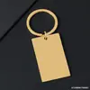Etiqueta rectangular de acero inoxidable transfronteriza estilo grabado láser color impresión material en blanco regalo de vacaciones grabado llavero de metal