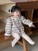 Mameluco Grueso para Bebé Otoño e Invierno Estilo Coreano Ropa para Niños 2025 Ropa de Una Pieza para Bebé Mameluco a Cuadros para Niñas con Forro Polar