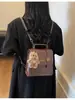 Mochila Retro Transfronteriza Moda Femenina Casual Nicho Estudiante Bolsa Escolar Multifuncional Hombro Cruzado Bolso Cuadrado Pequeño