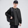 Explosões da moda primavera e outono camiseta de manga comprida cor sólida suéter solto pescoço redondo base top adolescente moda camisa base masculina