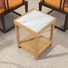 Mesa de centro de losa de roca de madera maciza, portavasos de té, especial para salas de ajedrez y cartas, máquina de mahjong, mesa de doble capa con portavasos, muebles al por mayor