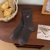 Calcetines con Borde Fruncido Ligeramente Comprimidos para Mujer, Calcetines de Punto Doble de Media Pantorrilla Bordados de Dibujos Animados para Otoño e Invierno, Calcetines de Algodón Lindos para Niñas