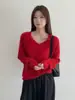 Suéter de Tricô com Gola V, Tecido Macio, Peso Pesado, Escovado, Fio 28, Seda de Amora e Caxemira para Mulheres, Outono/Inverno 26 Sweater Escovado