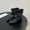 Botines retro de piel de vaca suave con empalmes para mujer, que aumentan la altura, botines de ballet con lazo de moda, cómodas botas de montar de suela blanda