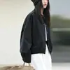Chaqueta de camisa de otoño e invierno para mujer de talla grande, un solo bolsillo, botones ocultos, color liso, abrigo simple y elegante con cuello alto